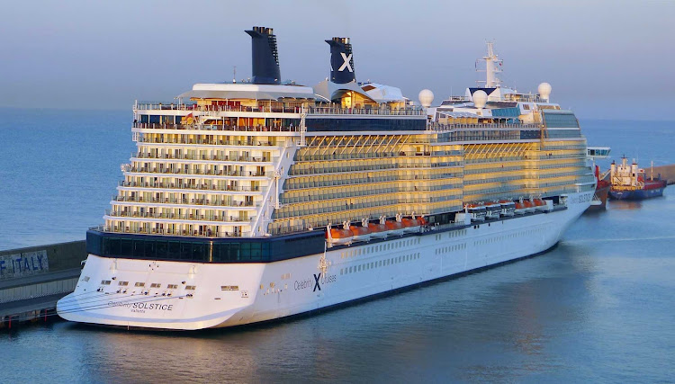 Celebrity Solstice in Civitavecchia, the unpronounceable port where cruise passengers disembark en route to Rome.