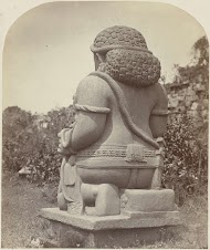 Candi Sewu (Temple complex)(Buddhist) one of the two colossal rakshasas at the east entrance, rear view. Yogyakarta district, D.I. Yogyakarta province, 8th -9th century.