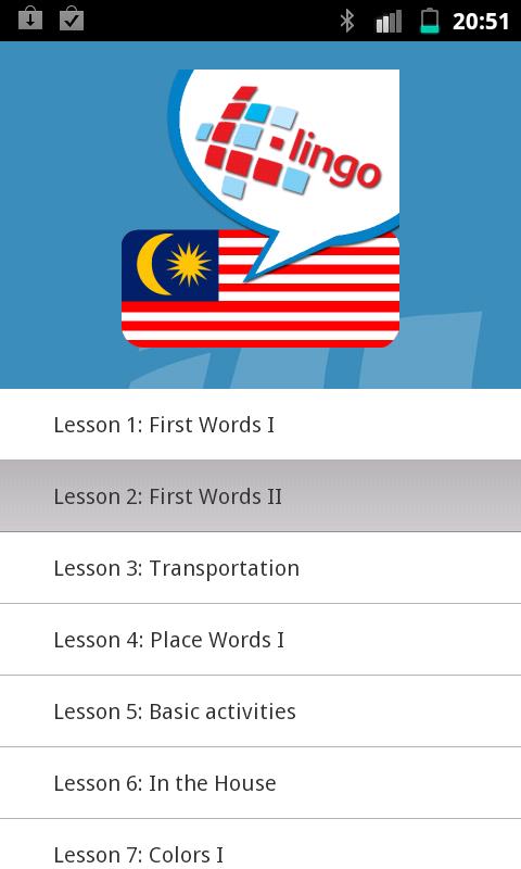 Android application L-Lingo Learn Malay Pro screenshort