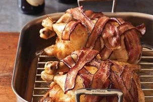 Roasted Chickens with Bacon