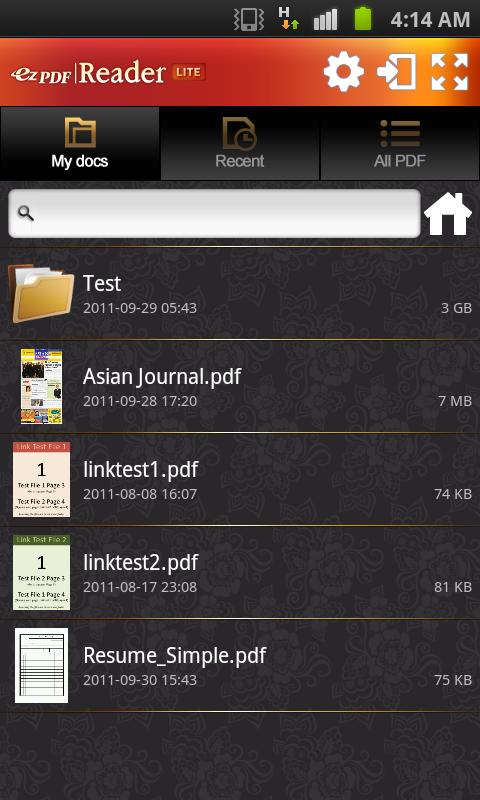 Android application ezPDF Reader Lite for PDF View screenshort