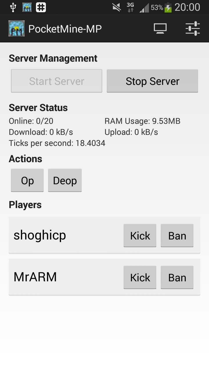 Android application PocketMine-MP for Android screenshort