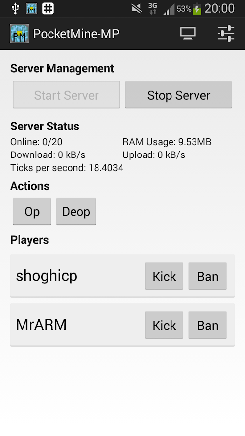 Android application PocketMine-MP for Android screenshort