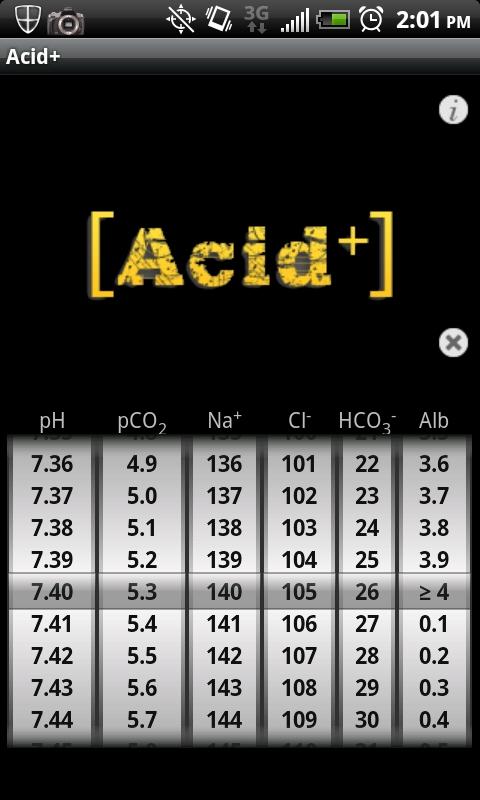 Acid Plus - The ABG Calculator Screen 1
