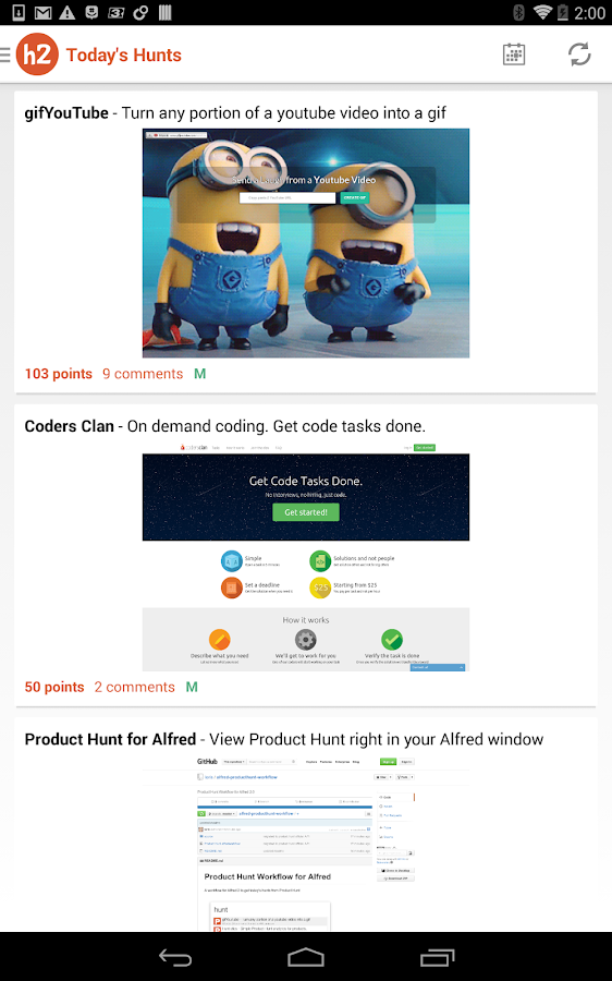    hunter2 - Product Hunt Client- screenshot  