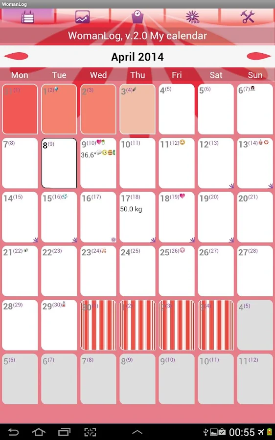 Calendario WomanLog - screenshot