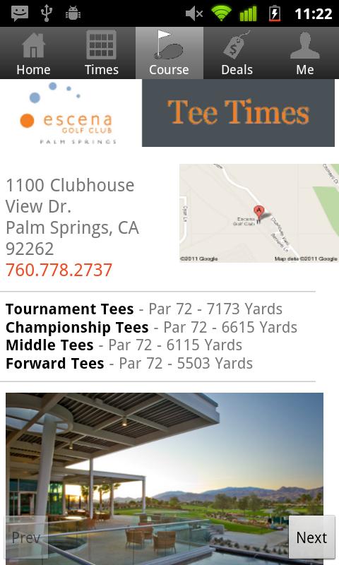 Escena golf tee times