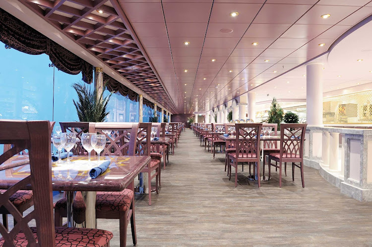 Villa Pompeiana, a casual cafeteria, offers MSC Poesia's passengers a relaxed, casual setting and expansive views across the sea. 