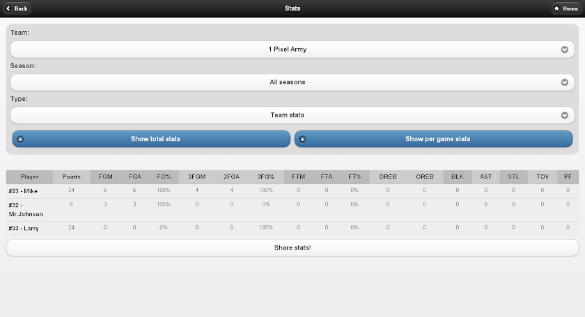 Basketball Stats Pro Screen 1